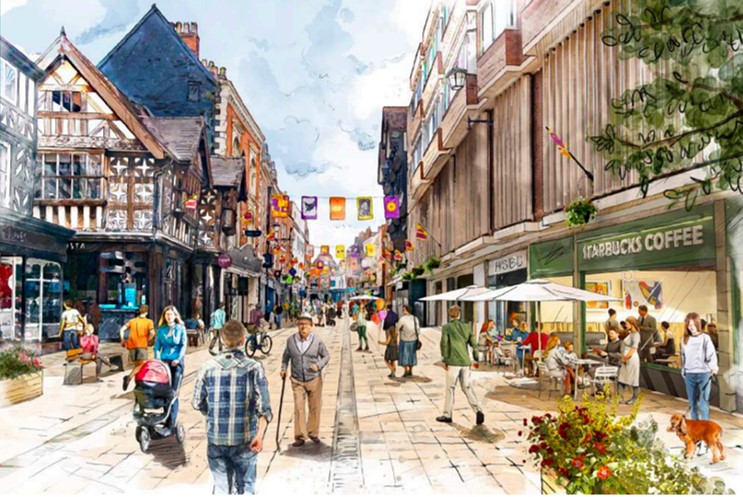 How High Street, Shrewsbury could look under the proposals - drawing