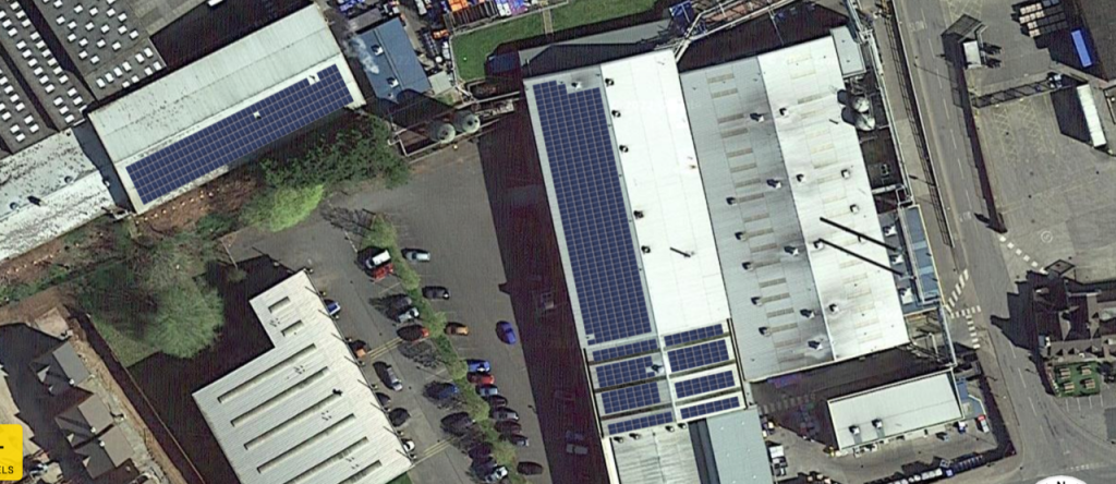 solar panels on a factory rooftop