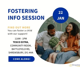 Shropshire Fostering info session in Shrewsbury on Monday 22 January infographic