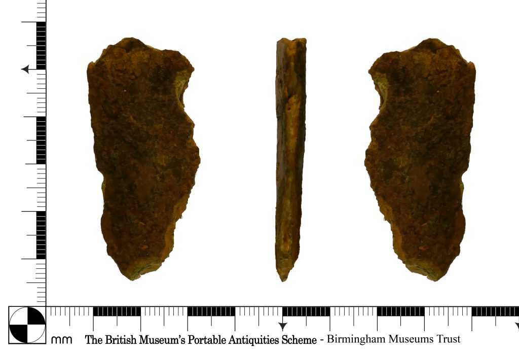 A fragment of a copper alloy blade. Credit: PAS Cymru National Museum Wales