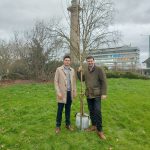 (l-to-r) Andy Wilde, Shropshire Council's head of highways; Dean Carroll, Shropshire Council's Cabinet member for physical infrastructure, at the treeplanting at Column roundabout in Shrewsbury