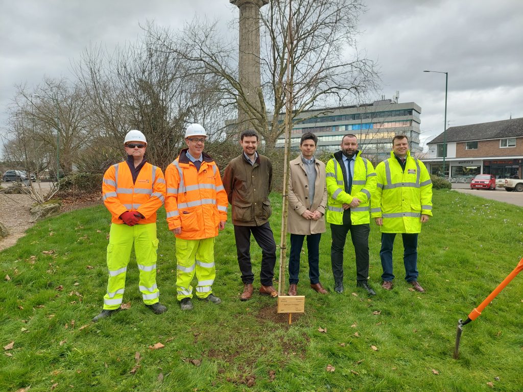 Representatives at the treeplanting at Column roundabout in Shrewsbury