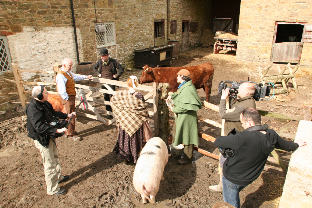 An image of the filming of the BBC's hit TV series Victorian Farm at Acton Scott Historic Working Farm