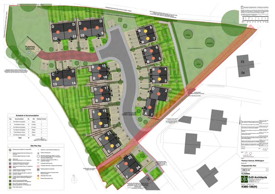 Penybryn Avenue, Whittington proposed site layout