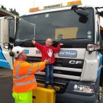 Zac Oliver with his gritter and driver Adam Painting
